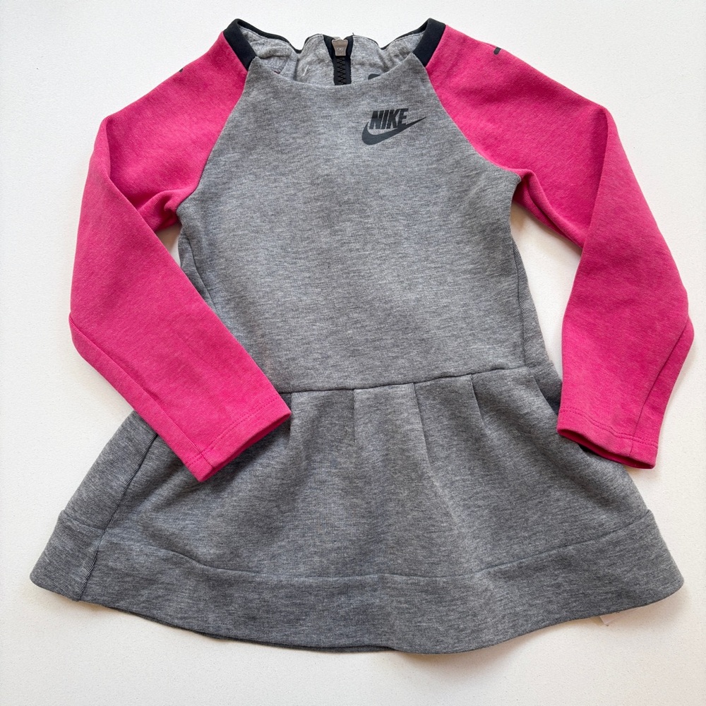 Nike Gray and Pink Kids' Pink Tech Fleece Dress